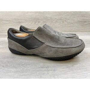 Tsubo S328 Men's Loafer Gray Canvas Black Leather 11.5 Slip On Comfort Casual
